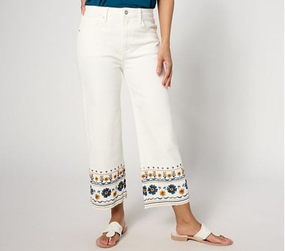 Driftwood Size 14 White Golden Gate Wide Leg Crop Jeans A638109 NWT MSRP $158
